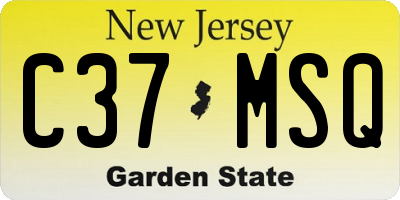 NJ license plate C37MSQ