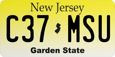 NJ license plate C37MSU