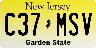 NJ license plate C37MSV