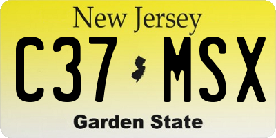 NJ license plate C37MSX