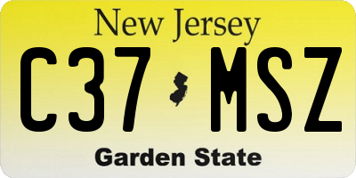 NJ license plate C37MSZ