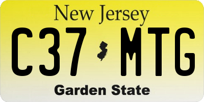 NJ license plate C37MTG