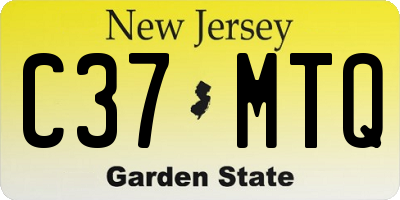 NJ license plate C37MTQ