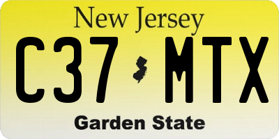 NJ license plate C37MTX