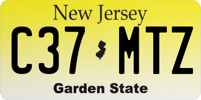 NJ license plate C37MTZ