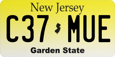 NJ license plate C37MUE