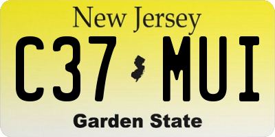 NJ license plate C37MUI
