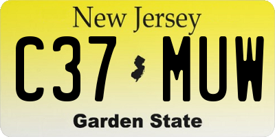 NJ license plate C37MUW