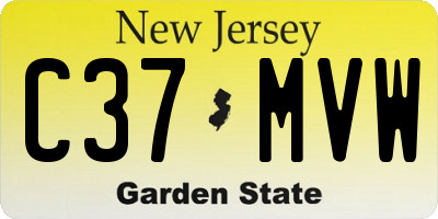 NJ license plate C37MVW