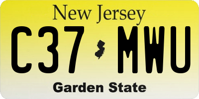 NJ license plate C37MWU