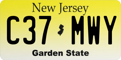 NJ license plate C37MWY