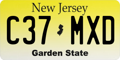 NJ license plate C37MXD