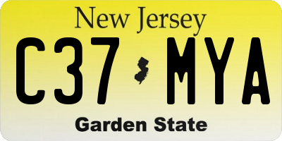 NJ license plate C37MYA