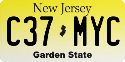 NJ license plate C37MYC
