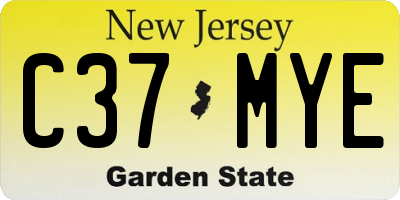 NJ license plate C37MYE