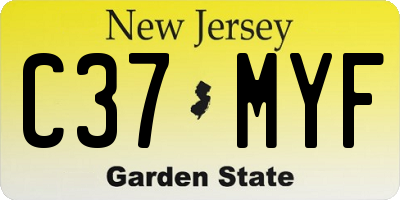 NJ license plate C37MYF