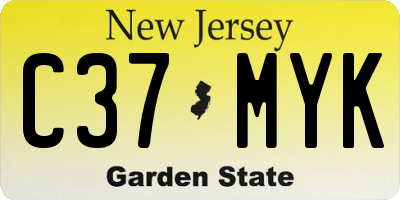 NJ license plate C37MYK