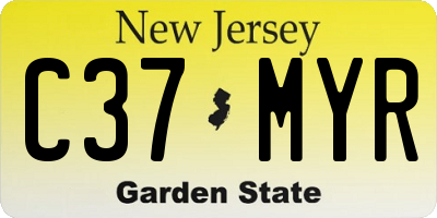 NJ license plate C37MYR