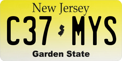 NJ license plate C37MYS