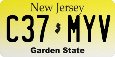 NJ license plate C37MYV