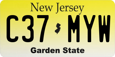 NJ license plate C37MYW