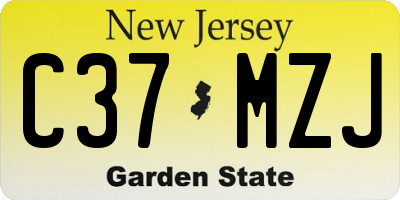 NJ license plate C37MZJ