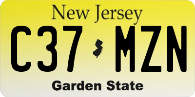 NJ license plate C37MZN
