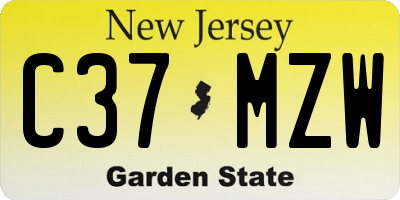 NJ license plate C37MZW