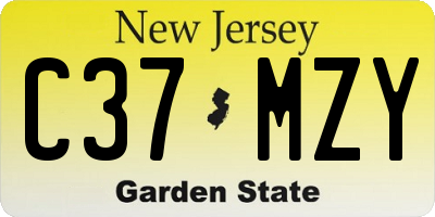 NJ license plate C37MZY