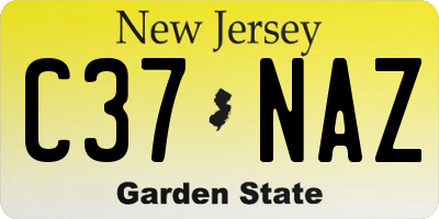 NJ license plate C37NAZ