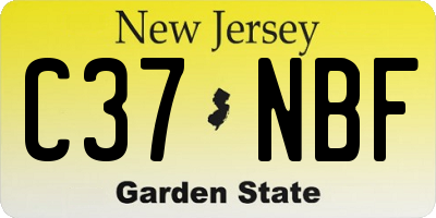 NJ license plate C37NBF