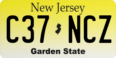 NJ license plate C37NCZ