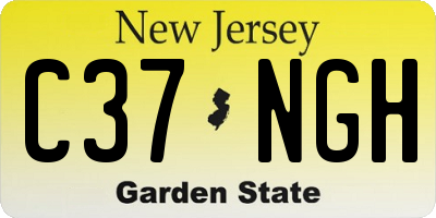 NJ license plate C37NGH