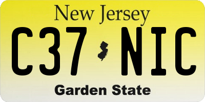 NJ license plate C37NIC
