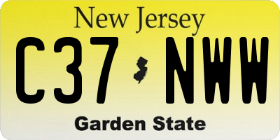 NJ license plate C37NWW