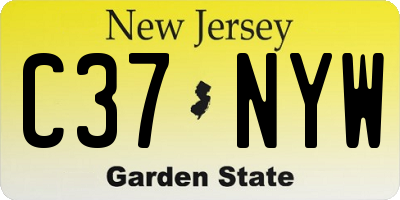NJ license plate C37NYW