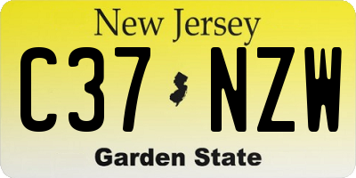 NJ license plate C37NZW