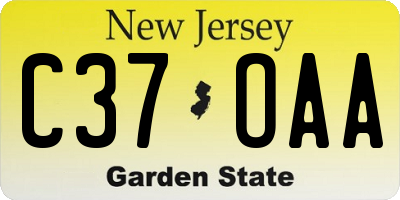 NJ license plate C37OAA