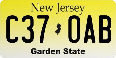 NJ license plate C37OAB