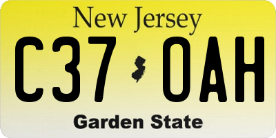 NJ license plate C37OAH