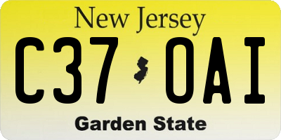 NJ license plate C37OAI