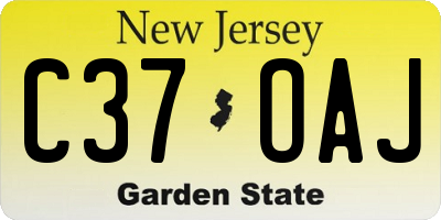 NJ license plate C37OAJ