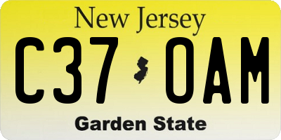 NJ license plate C37OAM