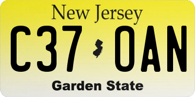 NJ license plate C37OAN