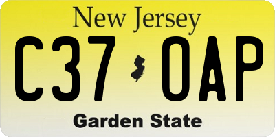 NJ license plate C37OAP
