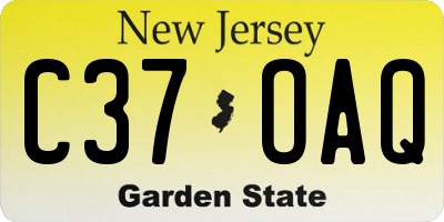 NJ license plate C37OAQ