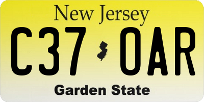 NJ license plate C37OAR