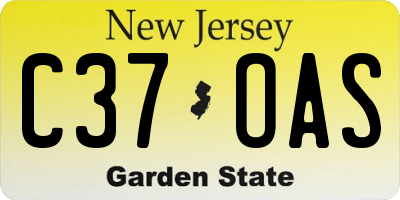 NJ license plate C37OAS