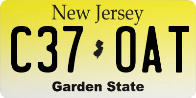 NJ license plate C37OAT