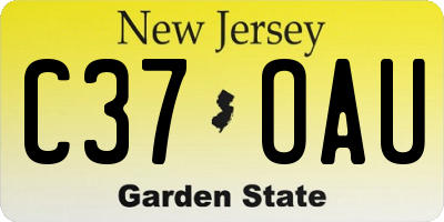 NJ license plate C37OAU